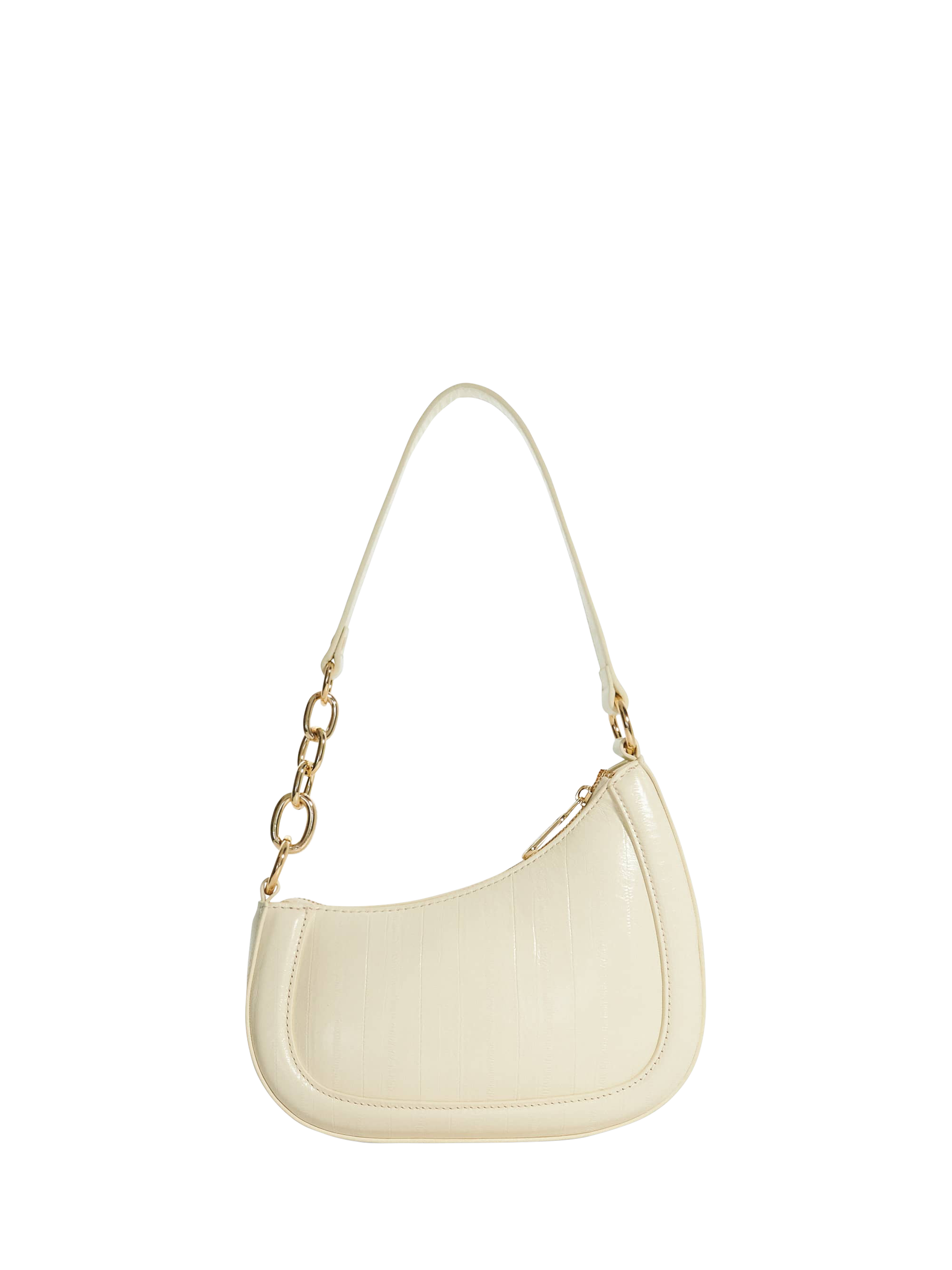 Product image 3 of 5, which shows Dune London Direction Asymmetric Chain Shoulder Bag, Ecru