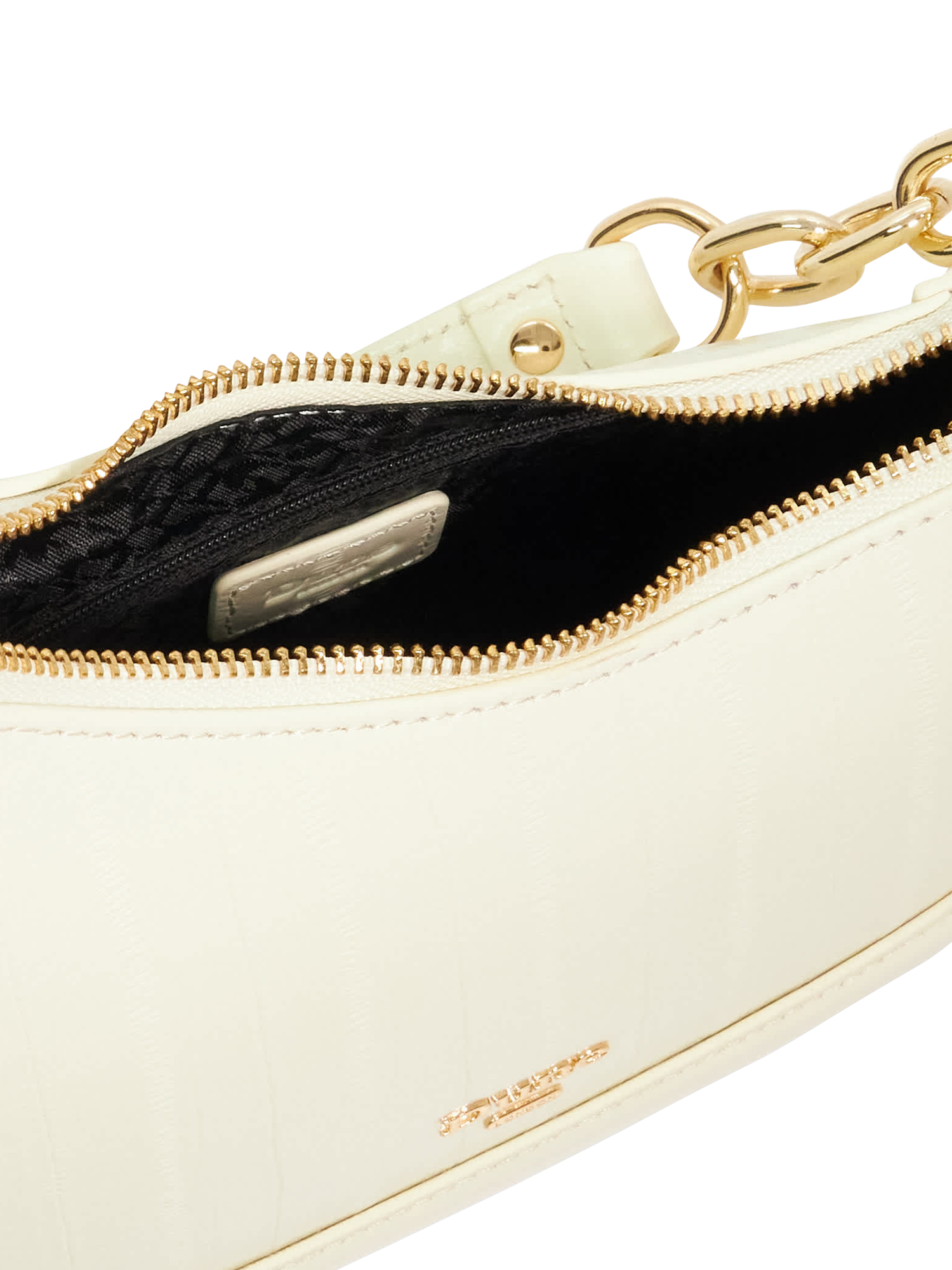 Product image 4 of 5, which shows Dune London Direction Asymmetric Chain Shoulder Bag, Ecru