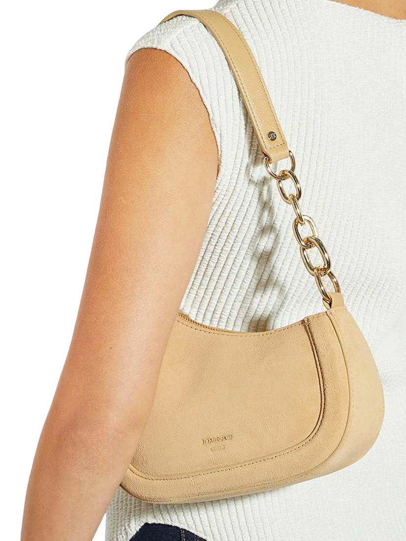 Product image 2 of 5, which shows Dune London Direction Asymmetric Chain Shoulder Bag, Taupe