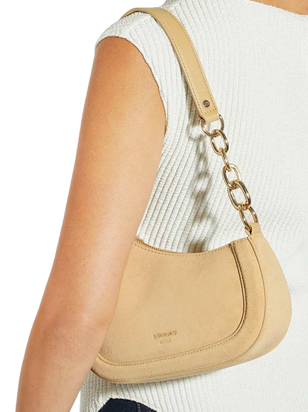 Dune London Direction Asymmetric Chain Shoulder Bag, Taupe - view 2, Taupe