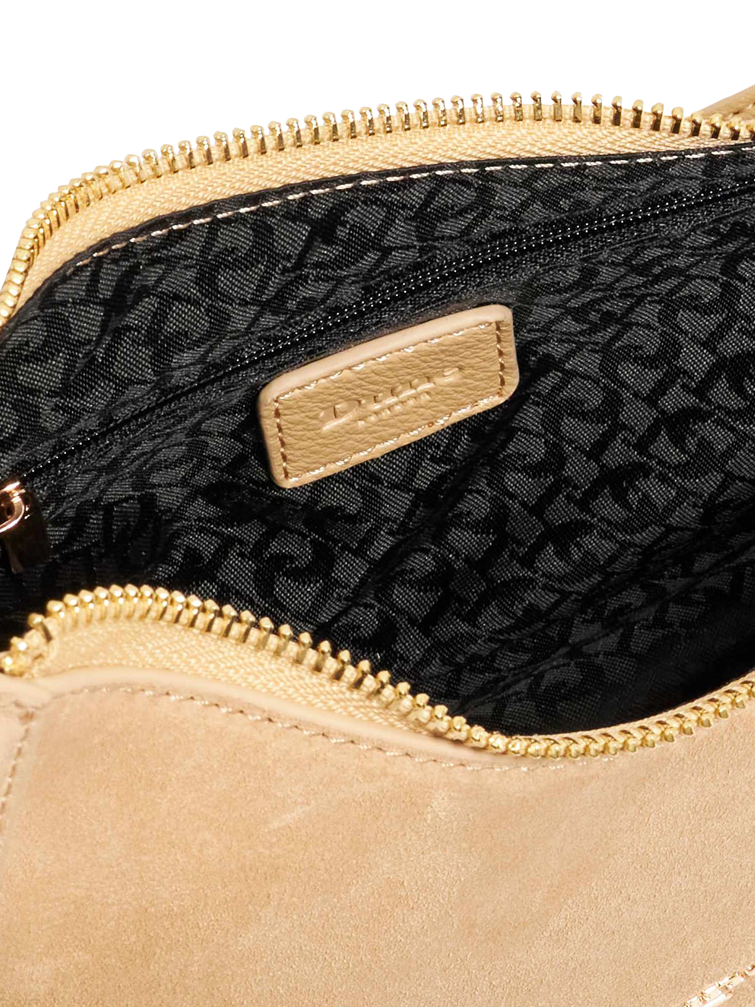 Product image 4 of 5, which shows Dune London Direction Asymmetric Chain Shoulder Bag, Taupe