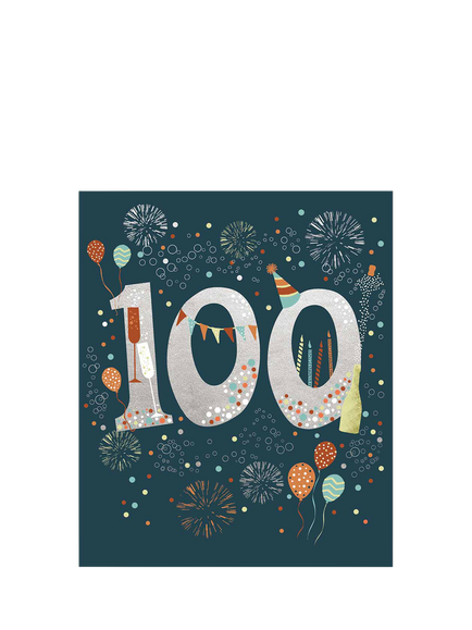 Woodmansterne 100 Gold Numbers Greeting Card, Multi