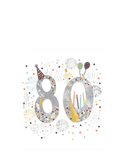 Woodmansterne 80th Happy Birthday Greeting Card, Multi