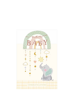 Woodmansterne Elephant Mobile New Baby Card, Multi