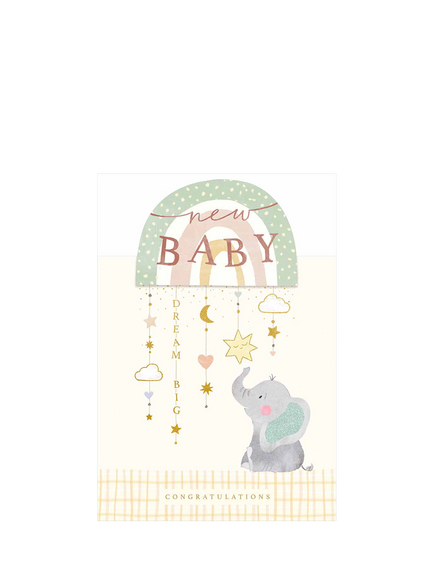 Woodmansterne Elephant Mobile New Baby Card, Multi
