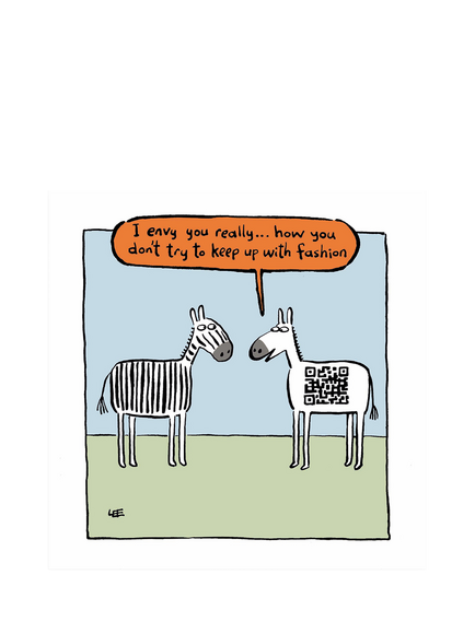 Woodmansterne QR Code Zebra Blank Greeting Card, Multi