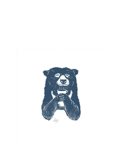 Woodmansterne Bear Holding A Coffee Blank Greeting Card, Multi