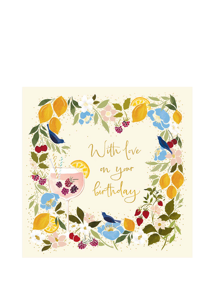 Woodmansterne Birds & Cocktail Birthday Card, Multi