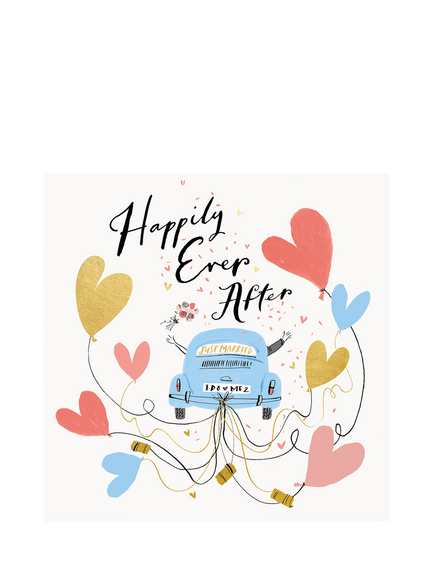 Woodmansterne Car Heart-Shaped Balloons Wedding Card, Multi