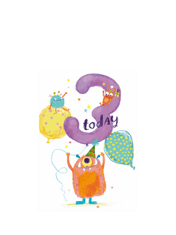Woodmansterne Cute Monster 3rd Birthday Card, Multi