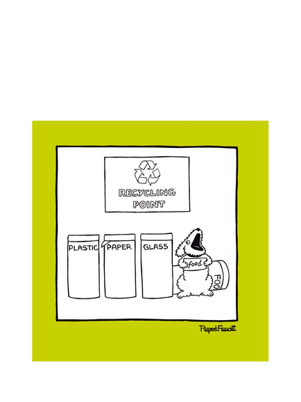 Woodmansterne Dog Next To Recycling Bins Blank Greeting Card, Multi