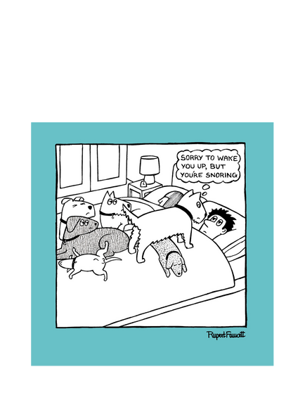 Woodmansterne Dog Waking Snoring Man Greeting Card, Multi
