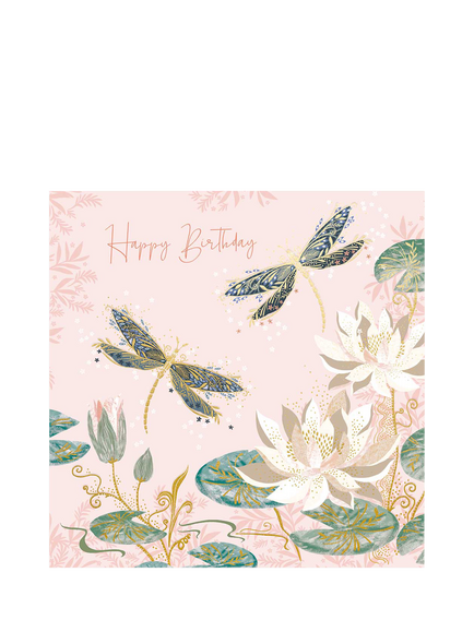 Woodmansterne Dragonflies & Lilies Birthday Card, Multi
