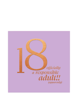 Woodmansterne Responsible Adult 18th Birthday Card, Multi