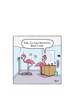 Woodmansterne Flamingo On Weighing Scales Blank Greeting Card, Multi