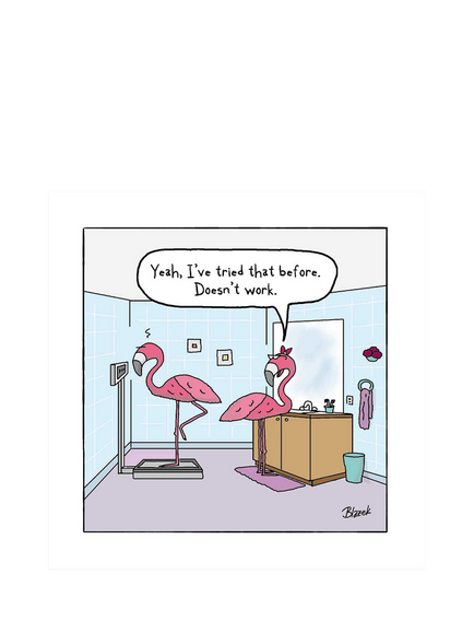 Woodmansterne Flamingo On Weighing Scales Blank Greeting Card, Multi