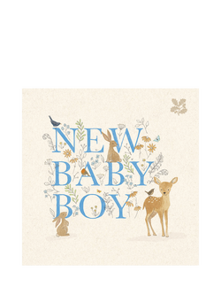 Woodmansterne Baby Deer New Baby Boy Card, Multi