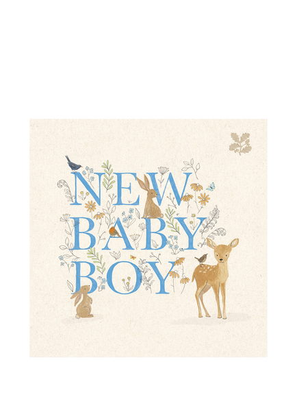 Woodmansterne Baby Deer New Baby Boy Card, Multi