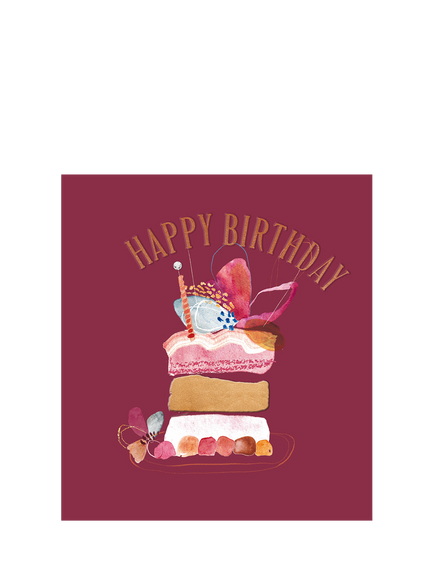 The Proper Mail Company Abstract Painted Cake Topper Birthday Card, Multi