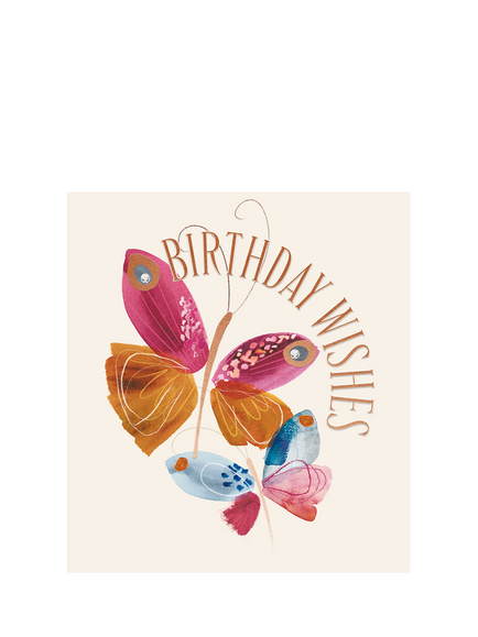 The Proper Mail Company Butterflies Brush Strokes Birthday Card, Multi