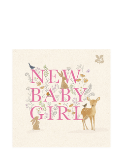 Woodmansterne Baby Deer New Baby Girl Card, Multi