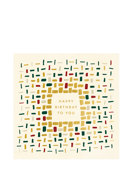Woodmansterne Gold Red Blue Dashes Birthday Card, Multi
