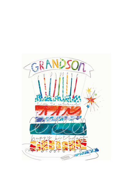 Woodmansterne Cake Grandson Birthday Card, Multi