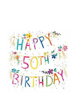 Woodmansterne Banner 50th Birthday Card, Multi