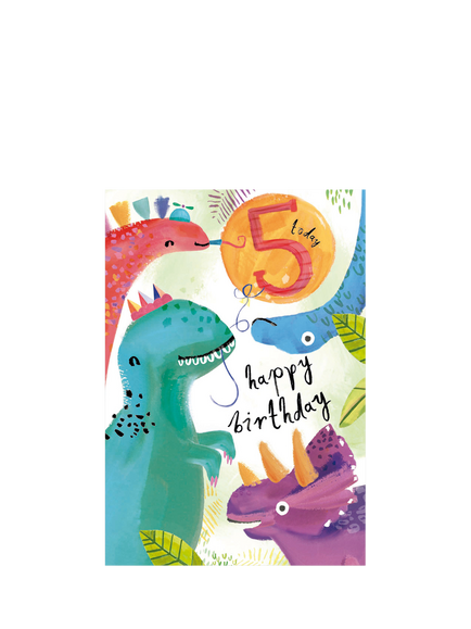Woodmansterne Dinosaurs 5th Birthday Card, Multi