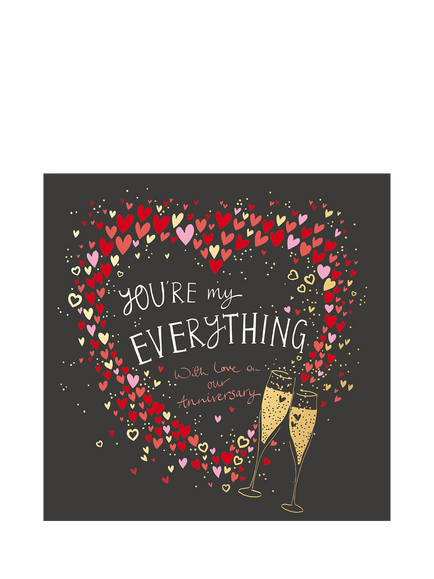 Woodmansterne Heart Of Hearts Champagne Anniversary Card, Multi