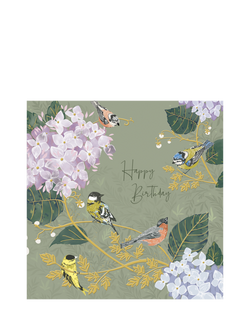 Woodmansterne Hydrangeas & Birds Birthday Card, Multi