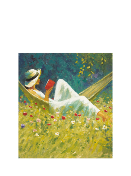 Woodmansterne Lady Reading The Paper Blank Greeting Card, Multi