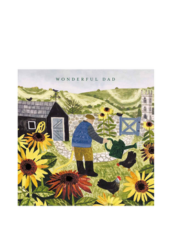 Woodmansterne Man Watering Sunflowers Dad Birthday Card, Multi