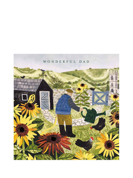 Woodmansterne Man Watering Sunflowers Dad Birthday Card, Multi