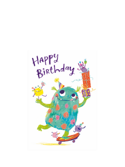 Woodmansterne Monster On Skateboard Birthday Card, Multi