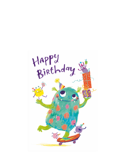 Woodmansterne Monster On Skateboard Birthday Card, Multi