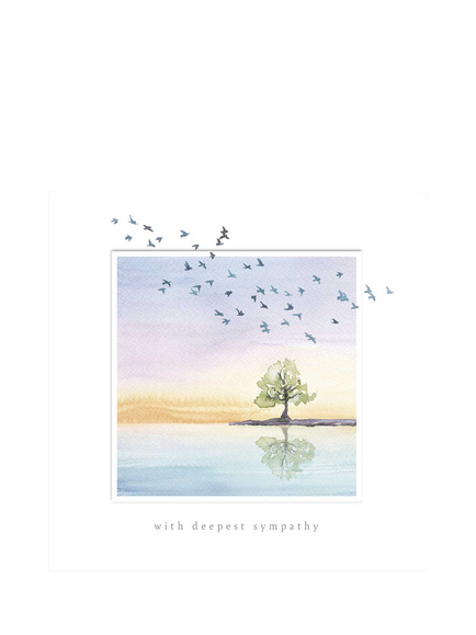 Woodmansterne Tree & Birds Sympathy Card, Multi