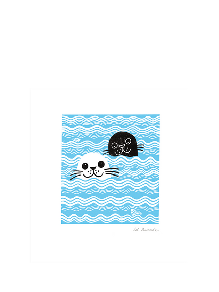 Woodmansterne Two Seals Blank Greeting Card, Multi