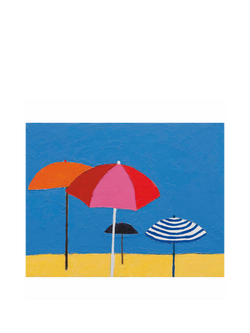 Leaf Beach Parasols Blank Greeting Card, Multi