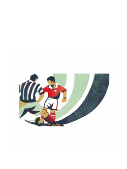 Leaf Two Men Playing Football Blank Greeting Card, Multi