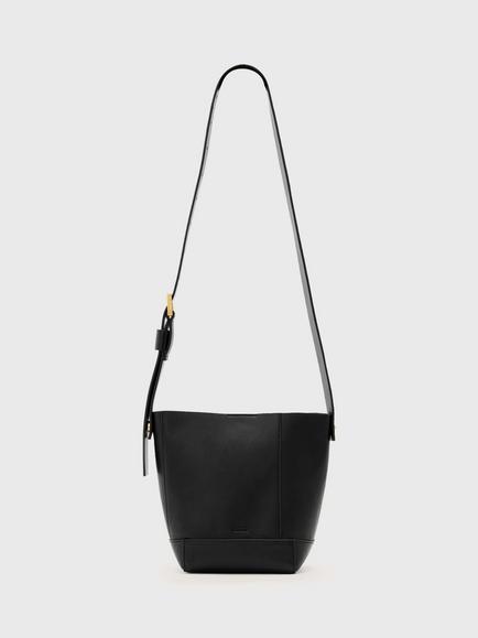 AllSaints Alba Leather Mini Hobo Crossbody Bag, Black, Black