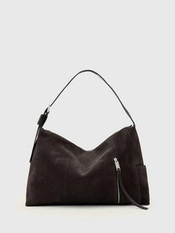 AllSaints Alba Suede Shoulder Bag, Bitter Brown, Bitter Brown