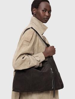 AllSaints Alba Suede Shoulder Bag, Bitter Brown - view 2, Bitter Brown