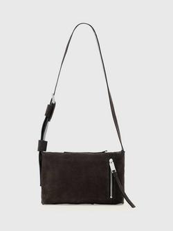 AllSaints Alba Suede Crossbody Bag, Bitter Brown, Bitter Brown