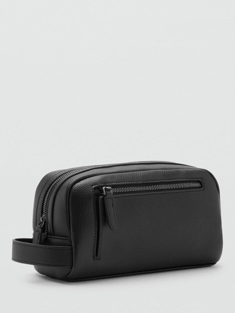 Product image 2 of 4, which shows Mango Zipped Toiletry Wash Bag, Black