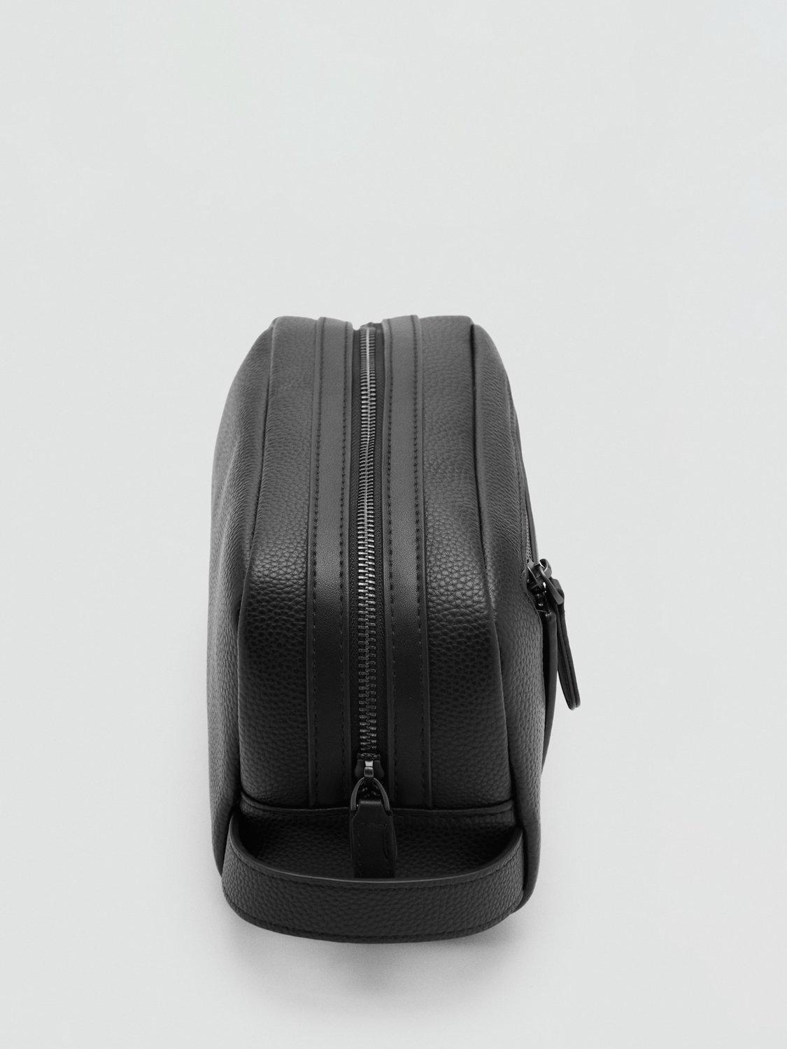 Product image 3 of 4, which shows Mango Zipped Toiletry Wash Bag, Black