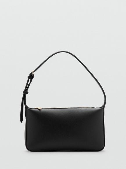 Mango Denia Zipped Shoulder Bag, Black, Black
