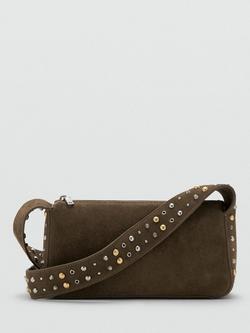 Mango Indira Suede Studded Crossbody Bag, Khaki, Khaki