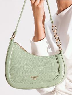 Dune London Direction Leather Shoulder Bag, Sage