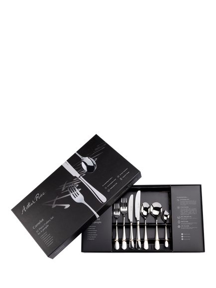Arthur Price Camelot Stainless Steel Cutlery Set, 42 Piece/6 Place Settings - view 2, Silver